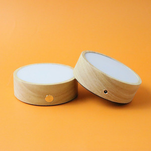 Round Solid Wood <b>LED</b> Night Light Base 10x10x3cm Rechargeable <b>Diffuser</b> For DIY Aromatherapy - Product Image 2