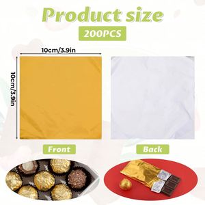 แผ่นฟอยล์อลูมิเนียมเคลือบทองคำสำหรับห่อขนมช็อกโกแลต ขนาด 20x20 ซม. เกรดอาหาร สำหรับบรรจุภัณฑ์ของขวัญงานแต่งงาน - Product Image 2