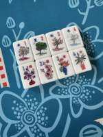 Set Mahjong Amerika 160 Ubin Akrilik Berukir Mah Jongg Empat Musim Empat Pria Terkemuka Plum Anggrek Krisan Bambu