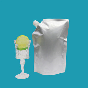 Papel de aluminio plateado de pie para bebidas líquidas, bolsa Doypack de grado alimenticio para bolsa de embalaje, pico de esquina superior para cerveza Vodka - Product Image 1