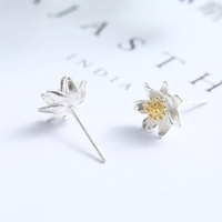 ED901-s925 Anting-Anting Perak Sterling Elegan Berbentuk Bunga Anting-Anting Emas Perhiasan Perak Wanita Aksesori Telinga