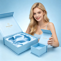 Boîte pliable personnalisée en gros, boîte cadeau rigide pliable avec doublure en satin doux pour l'emballage de produits de beauté et de cadeaux de mariage