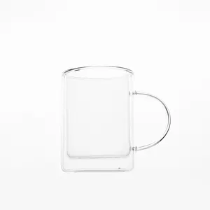 硼硅酸盐玻璃杯批发带手柄咖啡杯工厂供应商隔热双壁玻璃杯