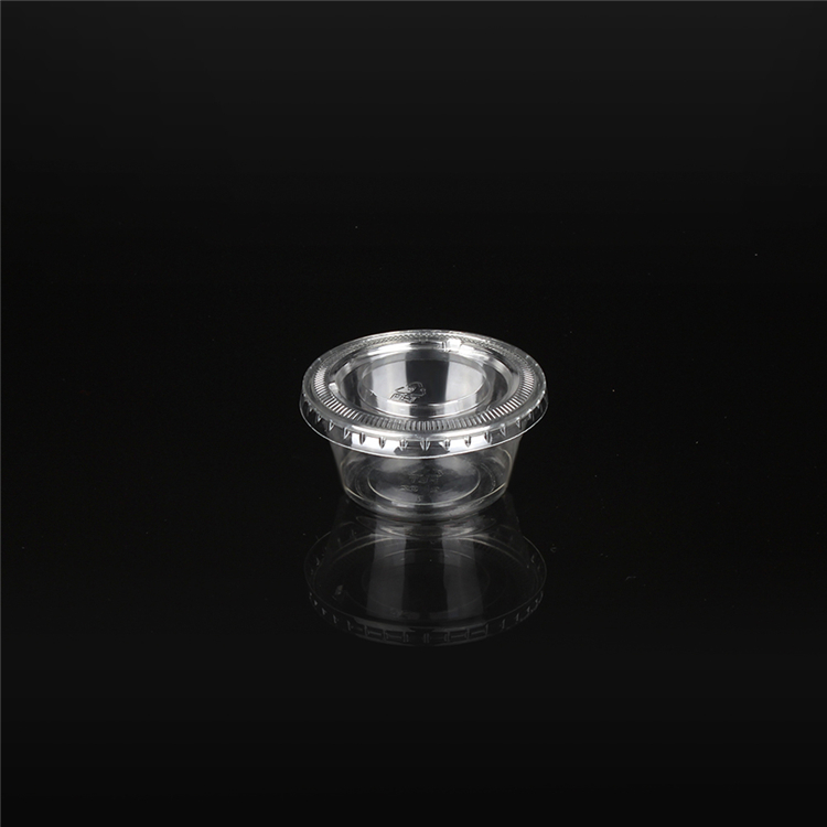 2oz Plastic Disposable Cup PLA Sauce Portion Cup With Flat Lid Biodegradable 60ml Clear 4