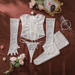 Ensemble de lingerie sexy pour femmes, en dentelle blanche, sculptant la taille, amincissant et remodelant le corps, avec ajustement sexy - Product Image 5