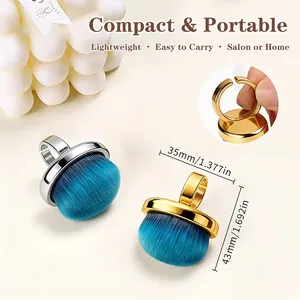 Brosse à poussière pour ongles en métal, brosse de nettoyage mains libres pour les doigts, poils doux et denses pour l'élimination des résidus d'acrylique, de gel et de poudre, pour salon et usage domestique - Product Image 2