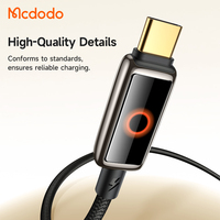 Mcdodo 668/667, 100W, cable de apagado automático, pantalla de luz de carga segura, carga rápida activa, cable tipo C de aleación de Zinc, 1,2 m