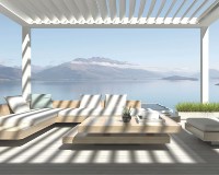 Écran latéral Étanche Gazebo Extérieur Moderne En Aluminium Louvre Toit patio toit réglable terrasse pergola gazebo avec côté