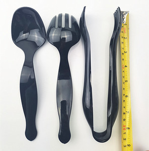 18 cái nhựa màu đen phục vụ đồ dùng 6 phục vụ kẹp, 6 phục vụ thìa, 6 phục vụ dĩa, bên đồ dùng tự chọn phục vụ đồ dùng - Product Image 6