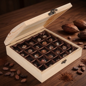 Boîte à chocolats en bois avec 5x5 compartiments, boîtes cadeaux à 25 emplacements, emballage <span class=keywords><strong>vide</strong></span> pour chocolats faits main, présentoir pour mariage ou fête - Product Image 2
