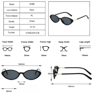 Lunettes de soleil œil de chat ovales rétro léopard en métal avec logo personnalisé, monture fine et verres transparents UV400 pour femmes, collection 2026 - Product Image 6