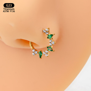 Anneau de nez en titane G23 avec pierres en zircon pour bijoux de piercing corporel - Product Image 2