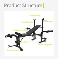 Banc de gymnastique multifonctionnel réglable Inclinaison Preacher Curl Bodybuilding Flat Decline Weight Training pour les entraînements de banc plat
