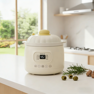 Casserole électrique multifonctionnelle avec couvercle en céramique antiadhésif, contrôle numérique du minuterie, pour cuisson rapide et lente, mijotage - Product Image 4