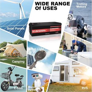 Batería de Litio LiFePO4 de 12.8V 600Ah con BMS, Más de 10000 Ciclos Profundos, Batería de Litio-Hierro de 7200Wh para Sistemas Solares de Autocaravanas, Camping Fuera de la Red - Product Image 3