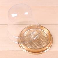 Boîte à cupcakes simple en or de 4 pouces Boîtes à gâteaux en plastique mousse ronde transparente avec couvercle pour mariage, fête et anniversaire