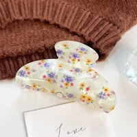 Pince à cheveux personnalisable en acrylique à imprimé floral rétro, élégante et mignonne, pour femmes, idéale pour les fêtes