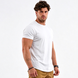 Camiseta Deportiva Ajustada para Hombre, Manga Regular, Tejido Elástico de Spandex/Algodón, Ecológica, Ropa Deportiva para Gimnasio - Product Image 3