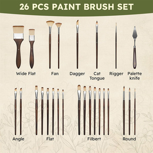 ชุดแปรงทาสีศิลปิน26ชิ้นชุดแปรงระบายสีน้ำสีอะคริลิคพร้อมมีดสำหรับผู้เริ่มต้นวาดภาพสีน้ำมัน - Product Image 2