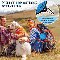 Bols pliables pour chien, bols de voyage portables pour animaux de compagnie, plats à nourriture pliables pour les voyages et le camping, bols en silicone avec mousquetons, lot de 2 pièces