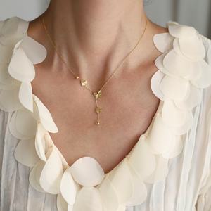 Collier tendance en acier inoxydable avec pendentif papillon long, collier papillon en zircon à faible MOQ pour femmes et jeunes filles, bijoux - Product Image 4