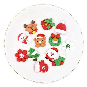 Kawaii Christmas Resin Cabochons Tree Santa Claus Resin Charms Flat Back Resin Holiday Decoration Cabochons Craft