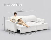 Sofá Cama Eléctrico Moderno Minimalista Morden Fort con 4 Puertos de Carga USB, Respaldo Grueso, Cómodo, 3 Plazas, para Sala de Estar, Color Beige