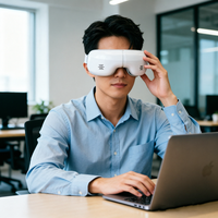 Masseur oculaire chauffant et rafraîchissant sans fil, musique, pression d'air, masque oculaire intelligent à air comprimé, 7 modes, traitement de la fatigue oculaire, des migraines et des cernes
