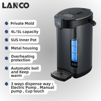 Bouilloire Électrique LANCO en Acier Inoxydable 5L, Maintien au Chaud Automatique, Protection Anti-Ébullition à Sec, Thermo Pot Électrique Numérique