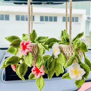 thumbnail image 2 of Car Hanging Handmade Crochet Daisy - 16.5-inch Rear View Mirror Charm Decor Crochet Car Hanging 2 of 12