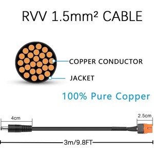 XT60I-F Female to DC5525 Male <b>Power</b> <b>Cable</b> | 6A High Current Tinned Copper Wire - Product Image 5