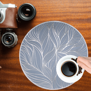 Wholesale PVC Artificial Leather Table Mats & Pads <b>Gold</b> Silver <b>Coasters</b> Drain Bowl Decorations for Elegant Table Settings - Product Image 1