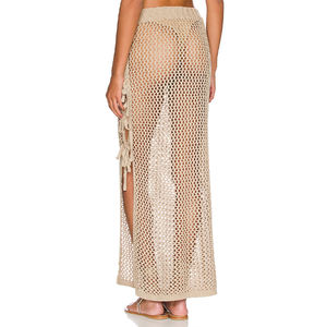 Verano fábrica personalizada mujer Bikini ropa de playa traje de baño Sexy malla <span class=keywords><strong>desnuda</strong></span> Vestido largo de playa con corbata abertura lateral cubrir falda - Product Image 3