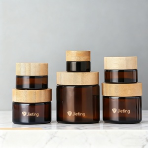 Wholesale 30g 50g 60g 100g Wooden Lid <b>Glass</b> Jar for Cosmetic Oil Cosmetic Cream Jar 20ml 15ml 10ml 5ml Cream <b>Container</b> Jar - Product Image 2