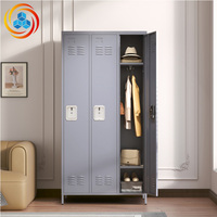 Casiers métalliques modulaires à 3 portes de 72 pouces de hauteur avec serrure pour employés, armoire de rangement en acier pour salle de sport, bureau, école, garage, gris