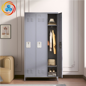 Casiers métalliques modulaires à 3 portes de 72 pouces de hauteur avec serrure pour employés, armoire de rangement en acier pour salle de sport, bureau, école, garage, gris - Product Image 4