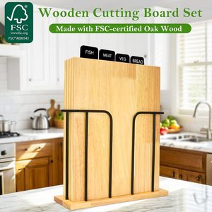 Juego de tablas de cortar de bambú con soporte, bloques de cortar multifuncionales para uso en la cocina, diseño grueso de forma rectangular - Product Image 2