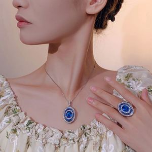 Fashion Bulk Eco-friendly Copper 10-12MM Blue Cubic Zirconia Pendant Ring <b>Jewellery</b> <b>Sets</b> <b>for</b> <b>Women</b> Wholesale - Product Image 6