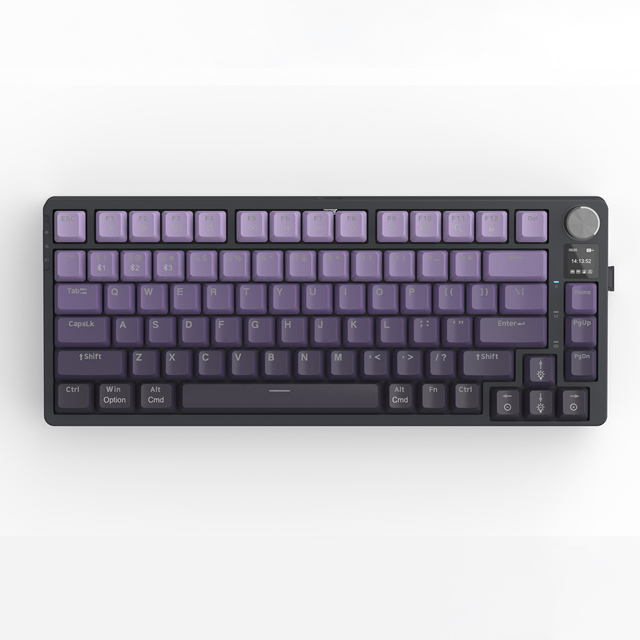 OEM 75% Gasket 81Keys TFT Smart Screen Display Volume Knob Hot Swappable RGB Tri Mode Wireless Gaming Mechanical Keyboard