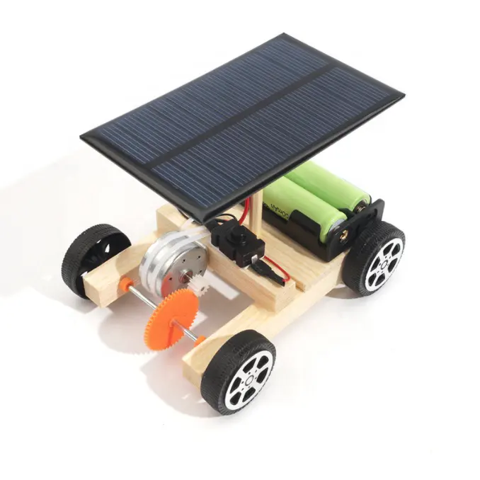 7-12 years Steam STEM diy learning toys wooden school kids science project electric powered solar car with solar panel