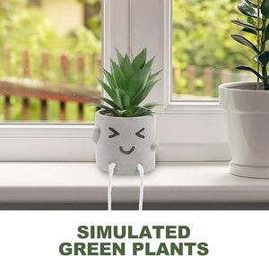 OH ARTS Mignon Jambe Suspendue <span class=keywords><strong>Plantes</strong></span> Succulentes Artificielles Ciment Pot Bonsaï Bureau Bureau Décor Maison Jardin Intérieur <span class=keywords><strong>Balcon</strong></span> Table Verdure - Product Image 4