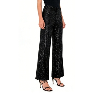 Pantalon large à sequins multicolores pour femme - Taille élastique, pantalon de soirée tendance - Product Image 6