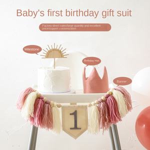 Chapeau d'anniversaire de bébé en tissu à <span class=keywords><strong>prix</strong></span> d'usine costume de bannière mise en page d'accessoires photo commémoratifs pour les journées spéciales et les décorations de douche de bébé - Product Image 1