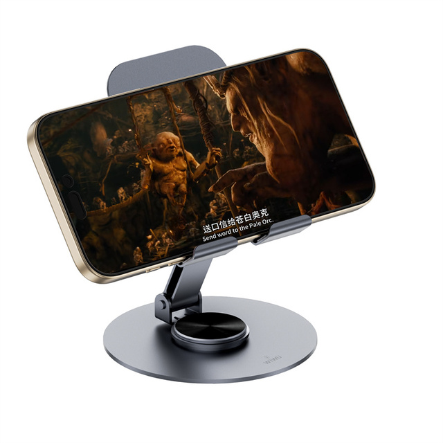 WiWU Iron + TPU 360 Free Rotation Phone Stand Foldable Waterproof Compatible for Grey 12-Month Mobile Phone Holders