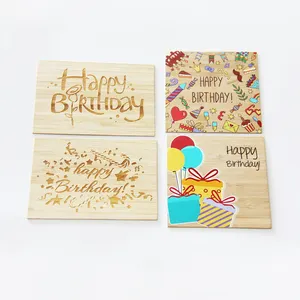 ありがとうお誕生日おめでとうグリーティングカード名刺カラー印刷レーザー彫刻