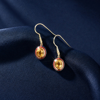 Boucles d'oreilles pendantes SA vintage ovales en émail jaune, plaquées or, pour femme, bijoux de mode pour mariage et fête, cadeau