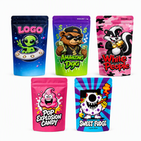 Sachet Mylar personnalisé 3,5g anti-odeur, pochette verticale imprimée motif dessin animé pour bonbons et snacks, emballage refermable de qualité alimentaire en gros