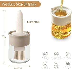 Cute Duck <b>BBQ</b> Oil Dispenser with Glass Brush and 2-in-1 Integrated Storage Bottle Heat Resistant 200ml/6.76oz Cooking - Product Image 2