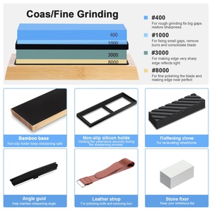 Afilador de Cuchillos, Piedra de Afilar, Juego de Piedras de Afilar Húmedas 400/1000 3000/8000, Kit de Afilador de Cuchillos con Base de Bambú y Guía de Ángulo - Product Image 6