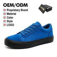 Chaussures de sport décontractées antidérapantes à enfiler en toile bleue, à semelle plate, pour le printemps et l'hiver, pour le commerce et les affaires, du réseau Commercial Supply Network